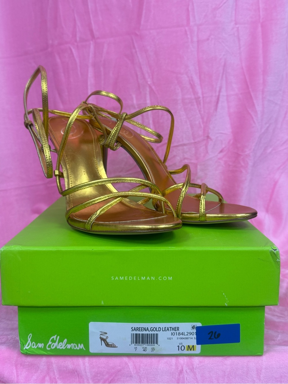 Sam Edelman Gold Strappy Leather Heels